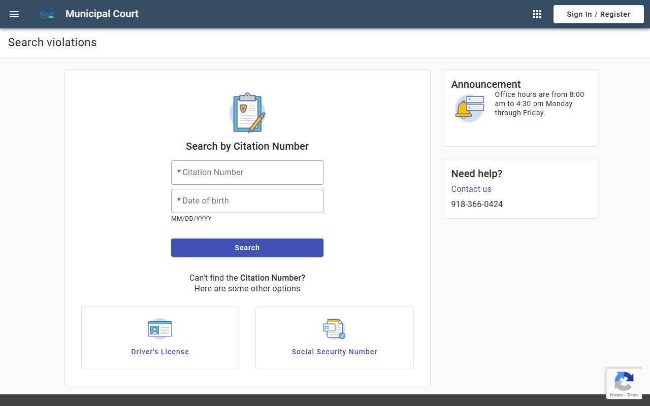 Bixby traffic court records online payment portal for citations