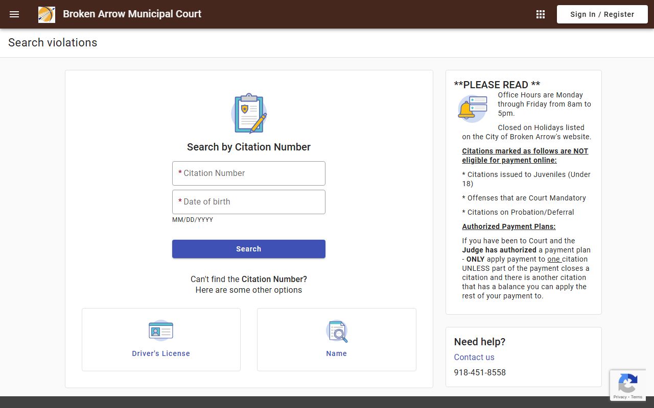 Broken Arrow Traffic Court Records - court search tool