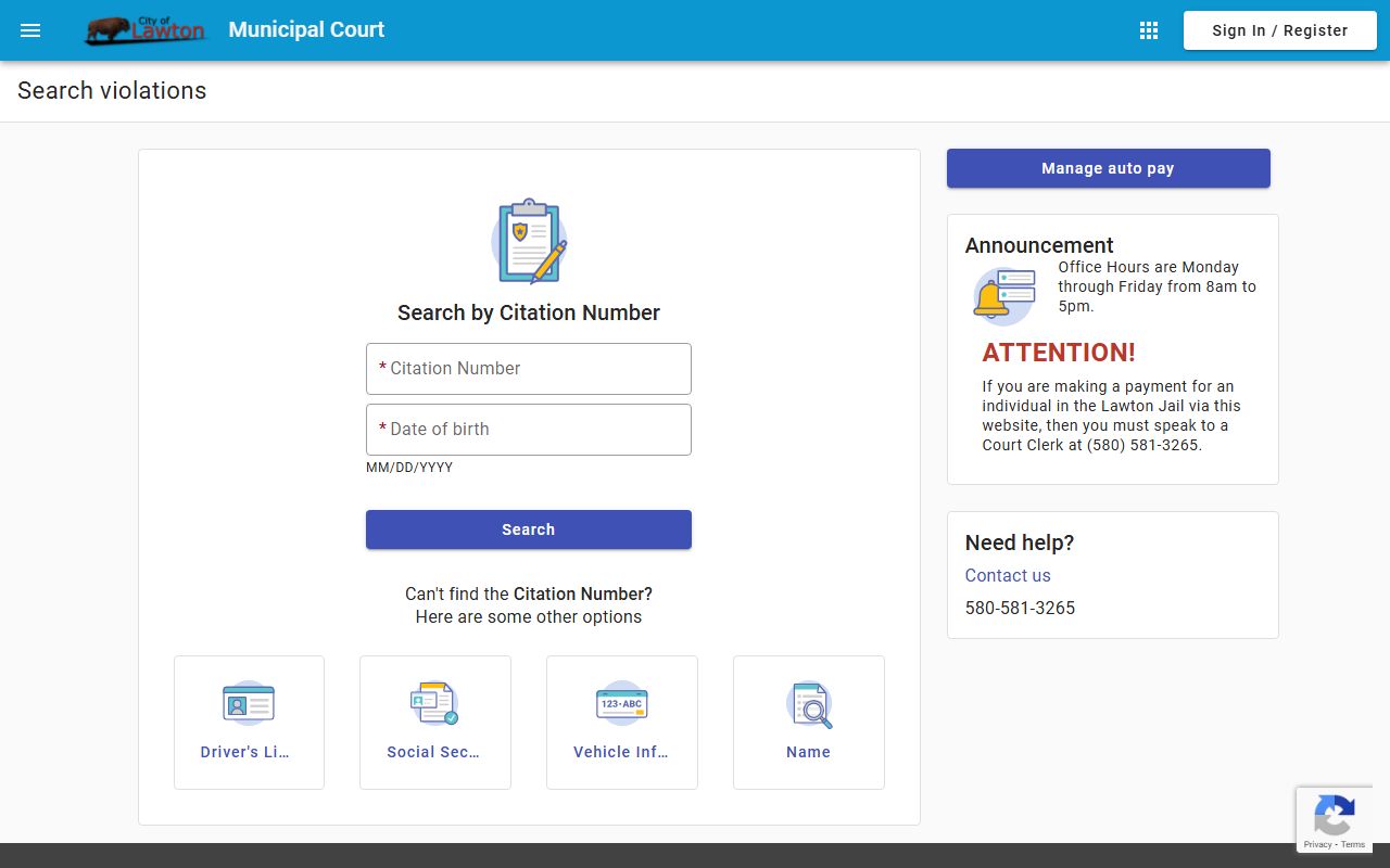 Lawton Traffic Court Records - online payment portal