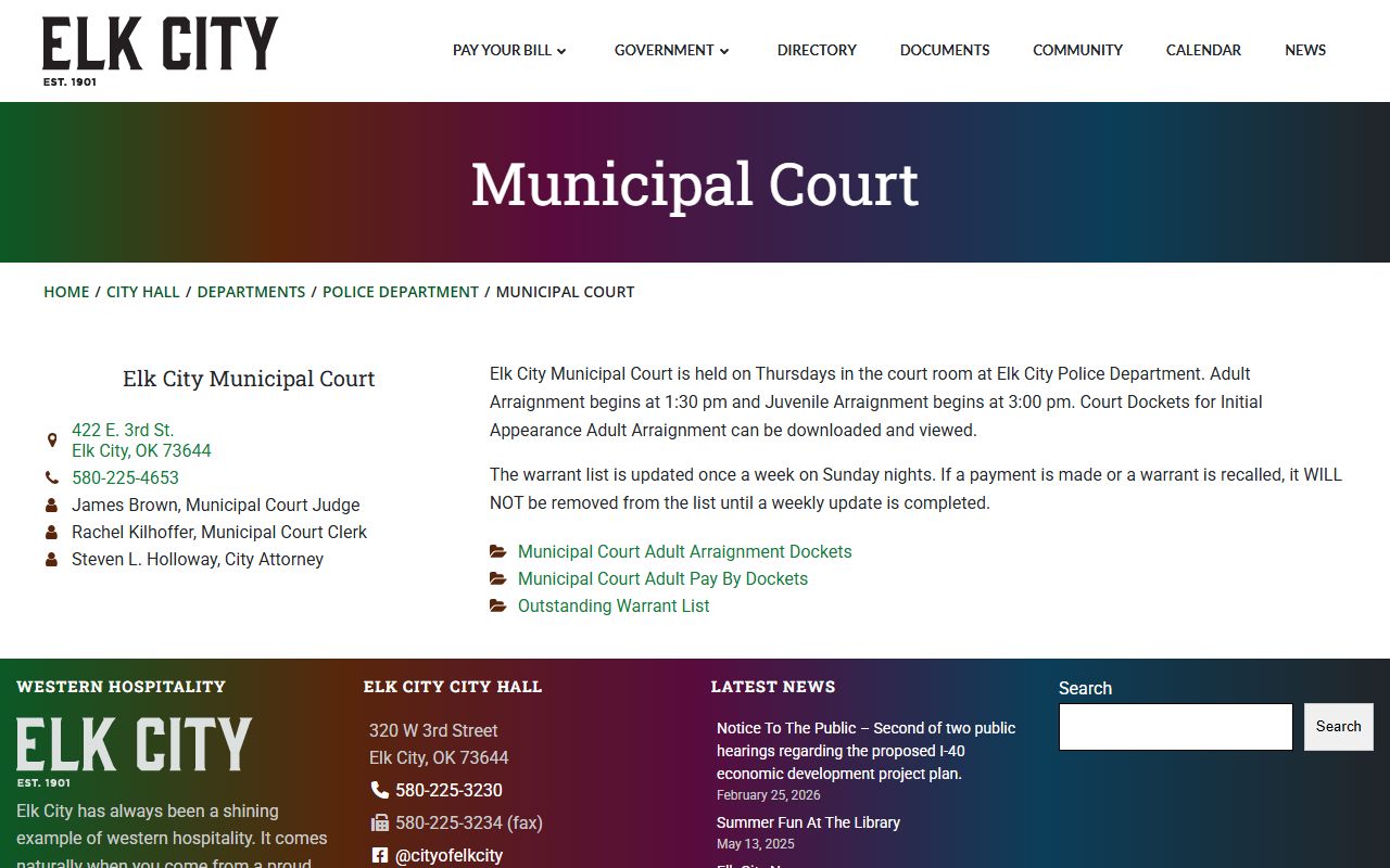 Beckham County Traffic Court Records - Elk City Municipal Court