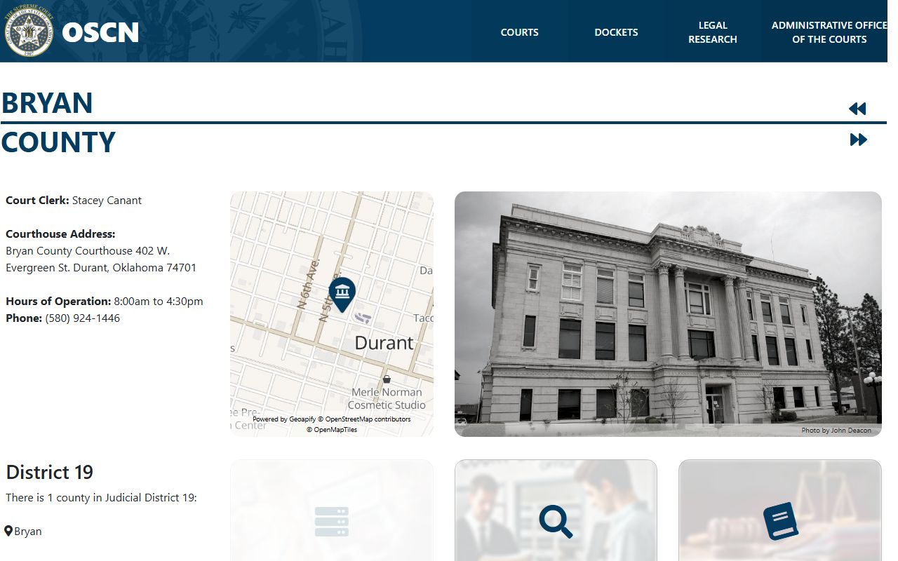 Bryan County Traffic Court Records - 20th Judicial District OSCN