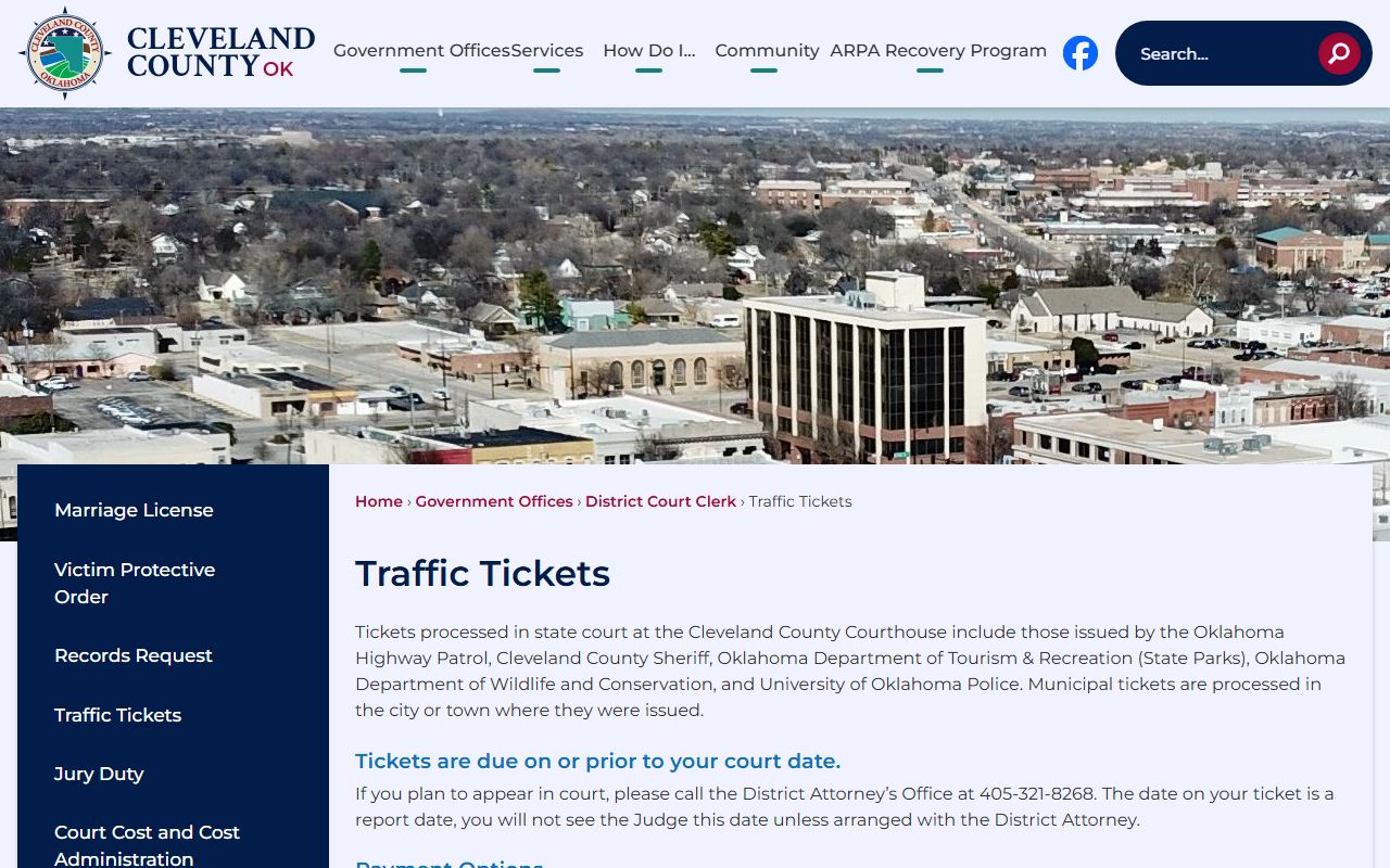 Cleveland County Traffic Court Records - Traffic Tickets Page
