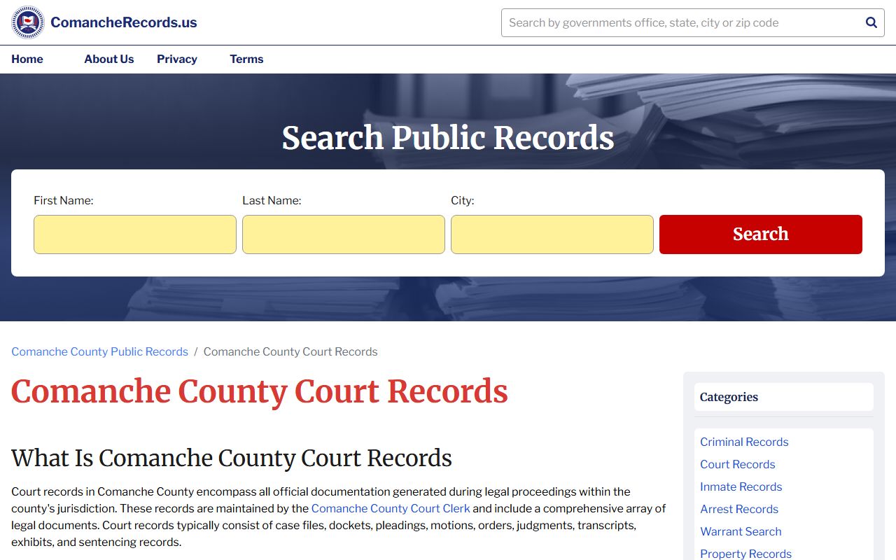 Comanche County Traffic Court Records - Criminal and Traffic Records Search