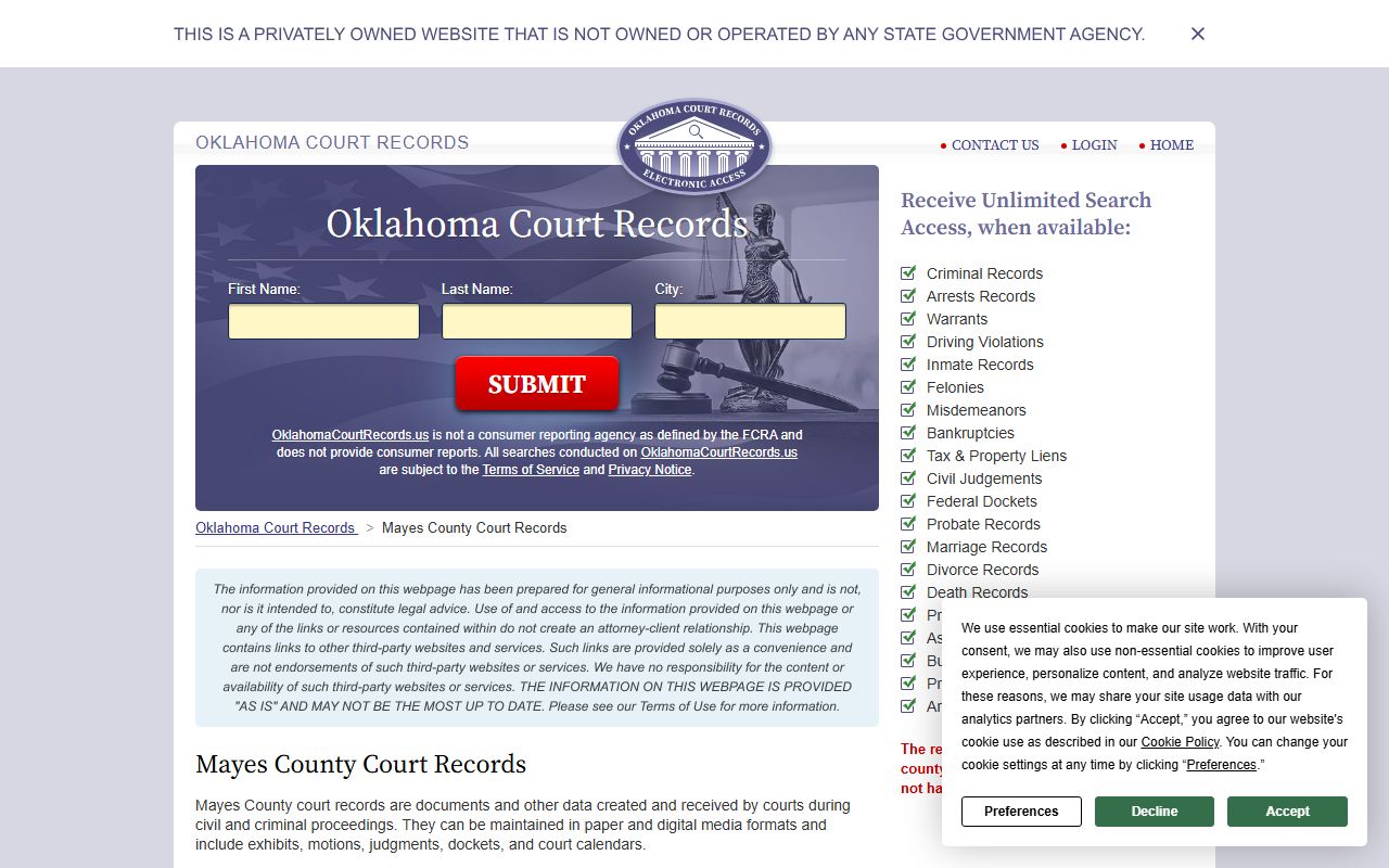 Mayes County Traffic Court Records - Court Records Summary