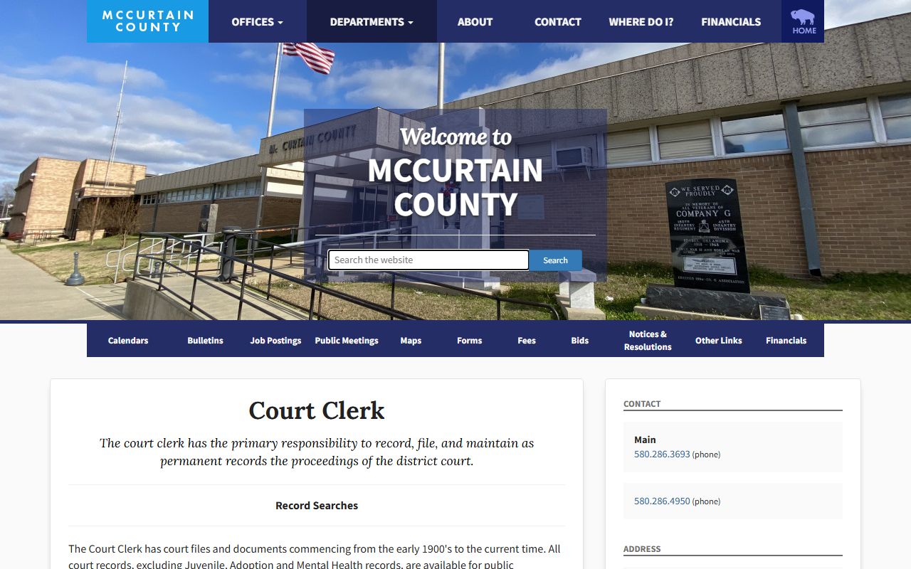 McCurtain County Traffic Court Records - Record Searches Page