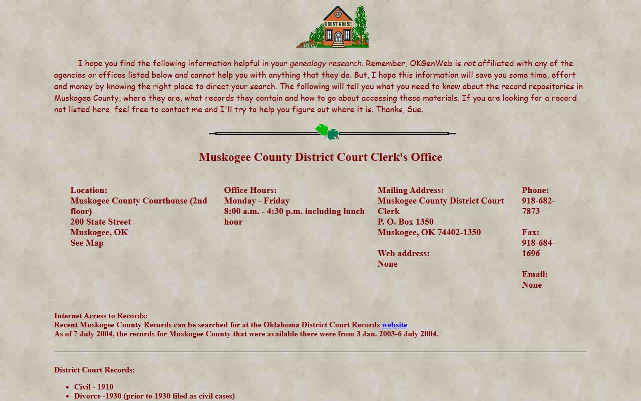 Muskogee County Court Clerk traffic court records