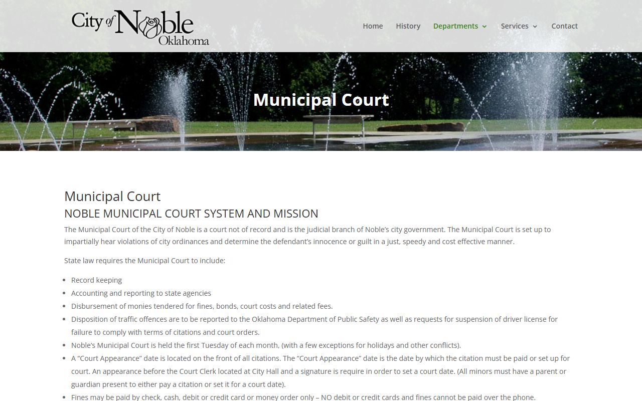 Noble Oklahoma Municipal Court traffic ticket information