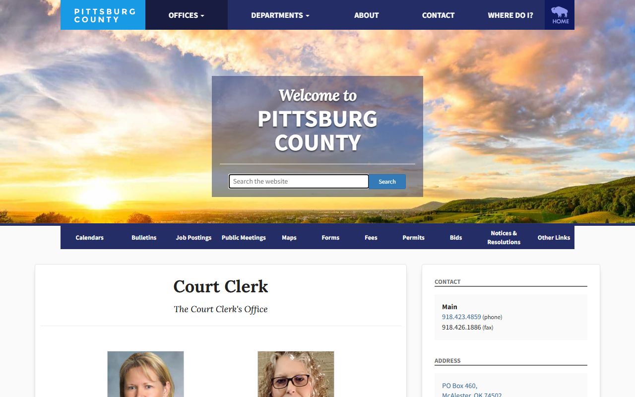Pittsburg County Court Clerk office information and contact