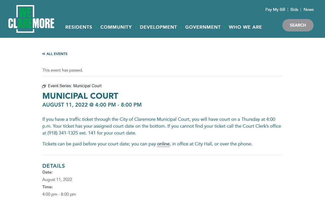 Rogers County Traffic Court Records - Claremore Municipal Court