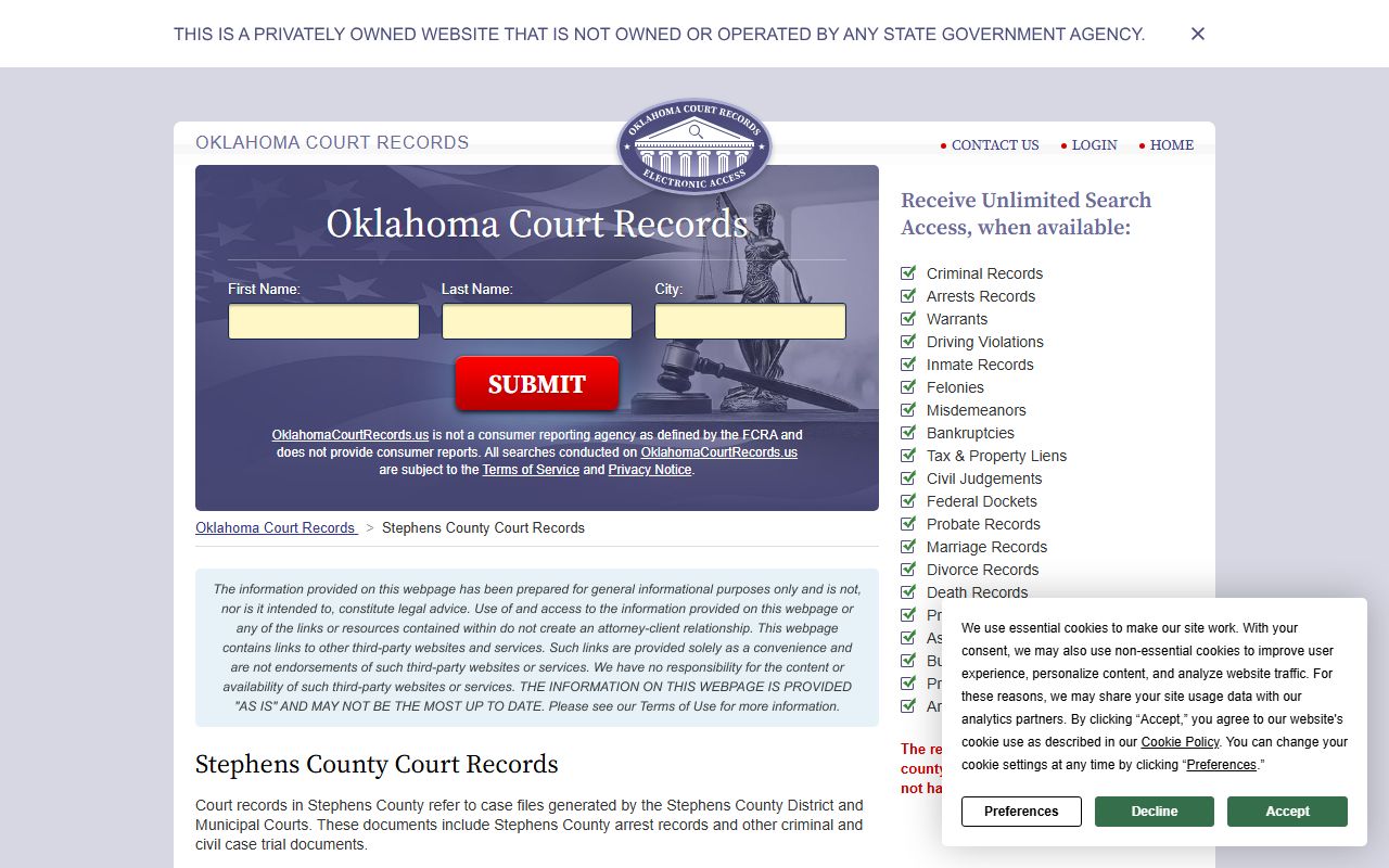 Stephens County Traffic Court Records - County Court Records