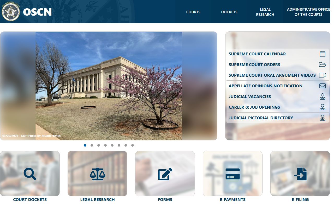 Oklahoma Traffic Court Records - Oklahoma State Courts Network OSCN main portal