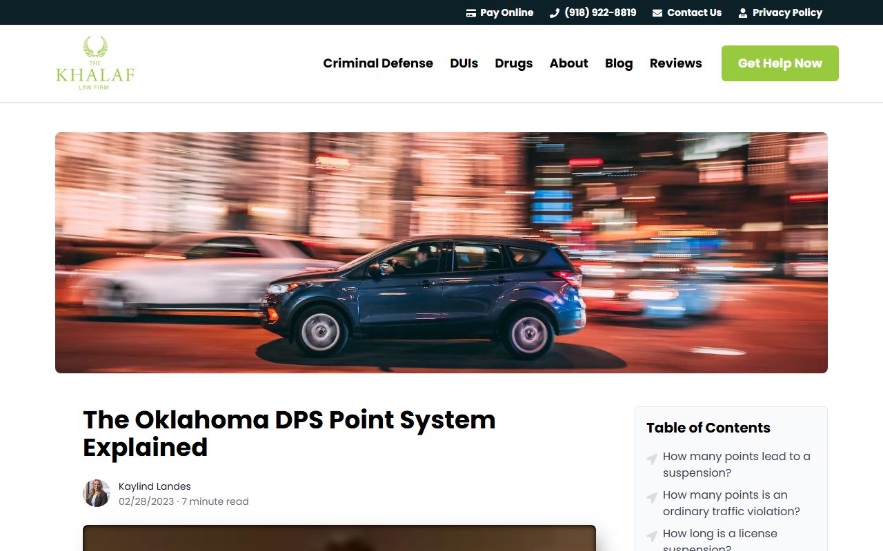 Oklahoma Traffic Court Records - Oklahoma DPS traffic violations and point values