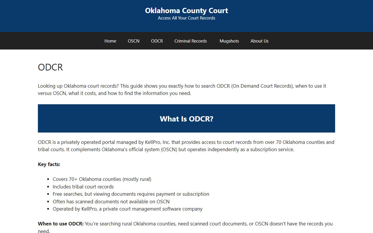 Oklahoma Traffic Court Records - OSCN vs ODCR comparison guide